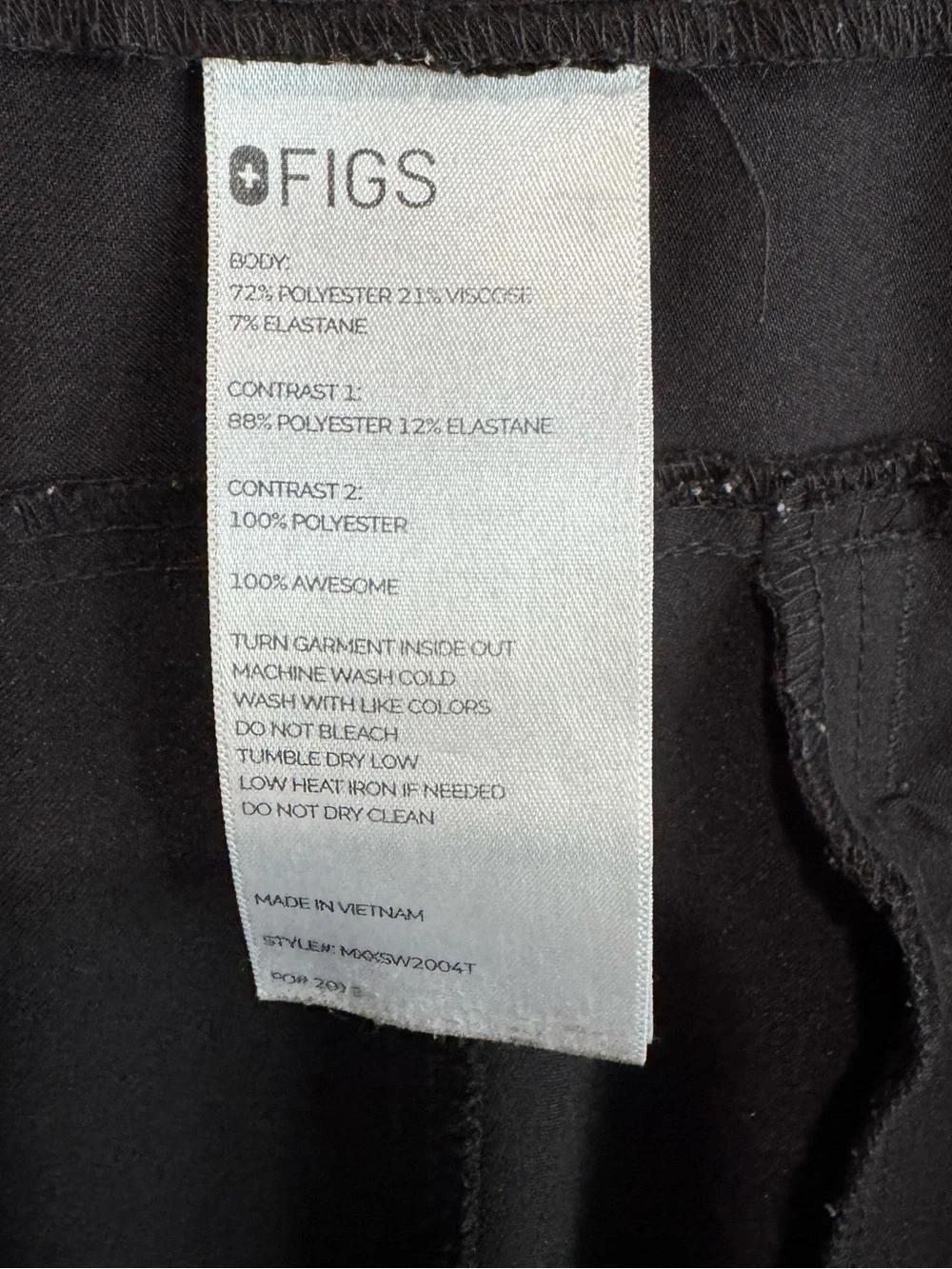 Figs Men's Black Jogger Pants with White Drawstring